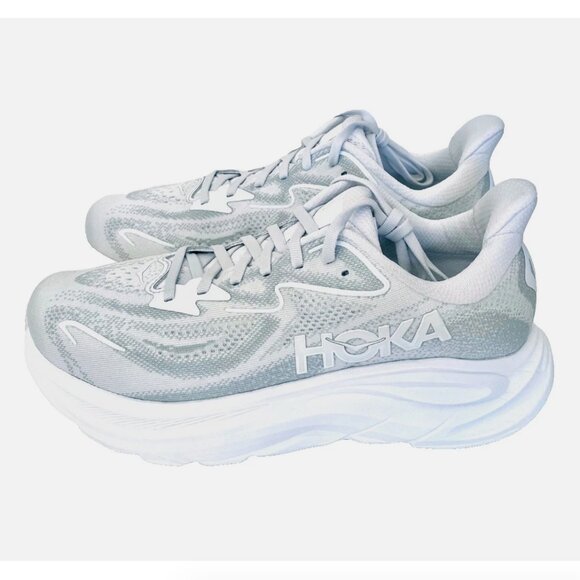 HOKA CLIFTON 10 RUNNING SHOES COSMIC GREY STARDUST WHITE WOMENS SIZE 9.5 D WIDE - Picture 2 of 16